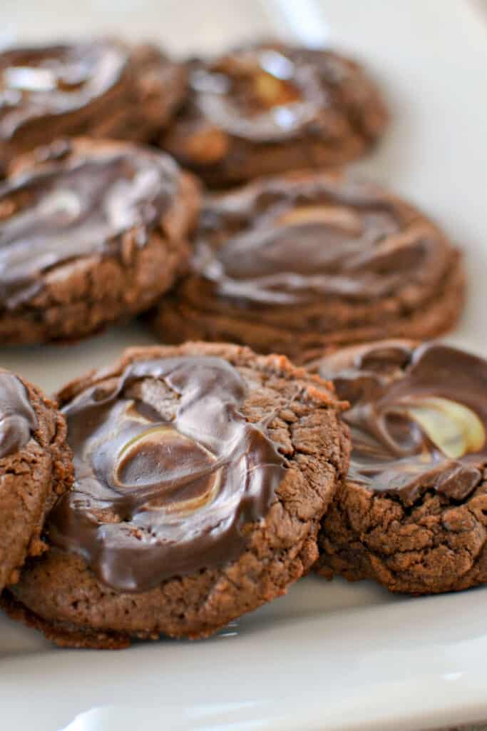 Andes Mint Cookies Recipe Andes cookies on a white serving plate.