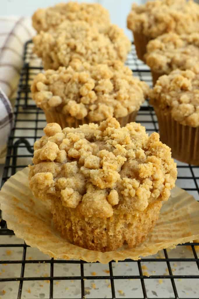 Moist Apple Cinnamon Muffins with chunks of fresh apples and ground cinnamon all with an easy four-ingredient streusel crumb topping.  