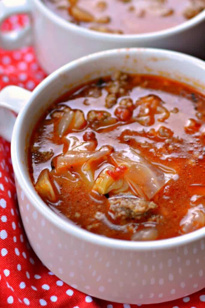 This simple yet delectable soup combines all the delicious flavors of old fashioned cabbage rolls in a fraction of the time. 