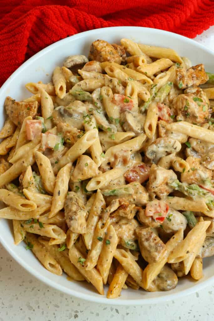 This one-pot Cajun Chicken Pasta comes together easily and quickly making it one of our favorite meals. 