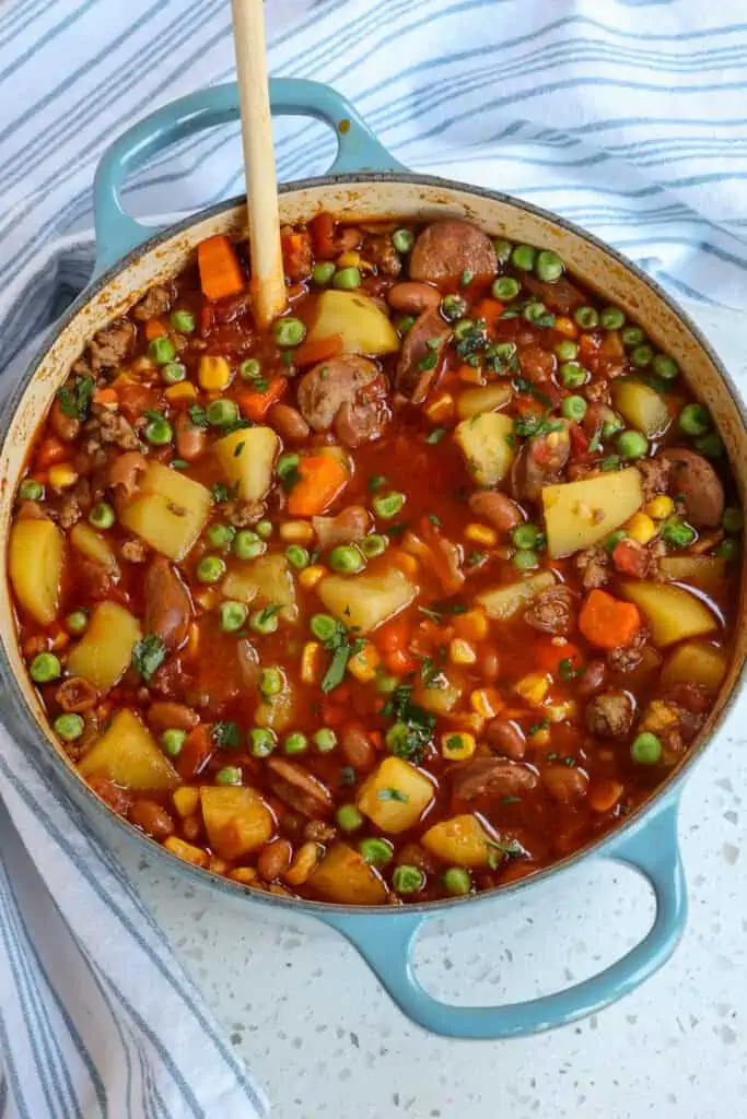 Enjoy this hearty stew with fresh buttermilk biscuits or cornbread muffins.  