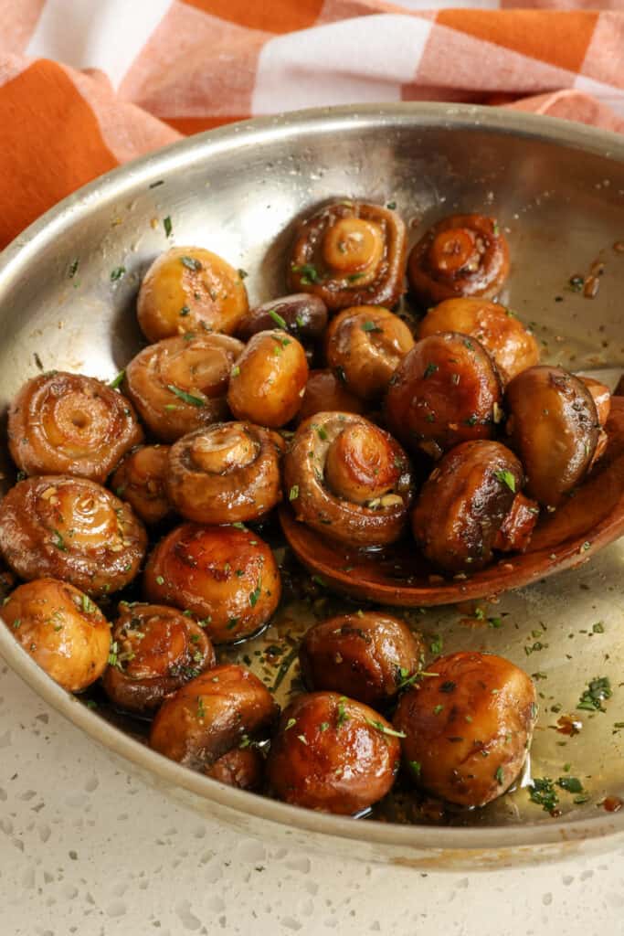 Enjoy these tasty mushrooms with grilled steak, roasted pork tenderloin, air fryer salmon, and rotisserie chicken.