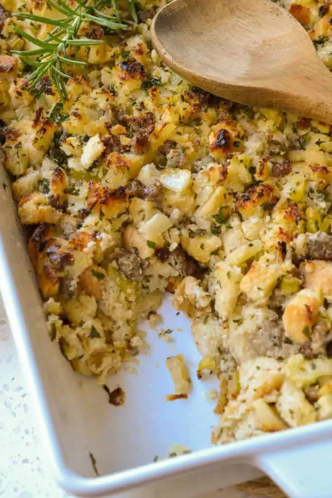 For an over-the-top traditional homemade stuffing with tons of flavor use a variety of fresh herb