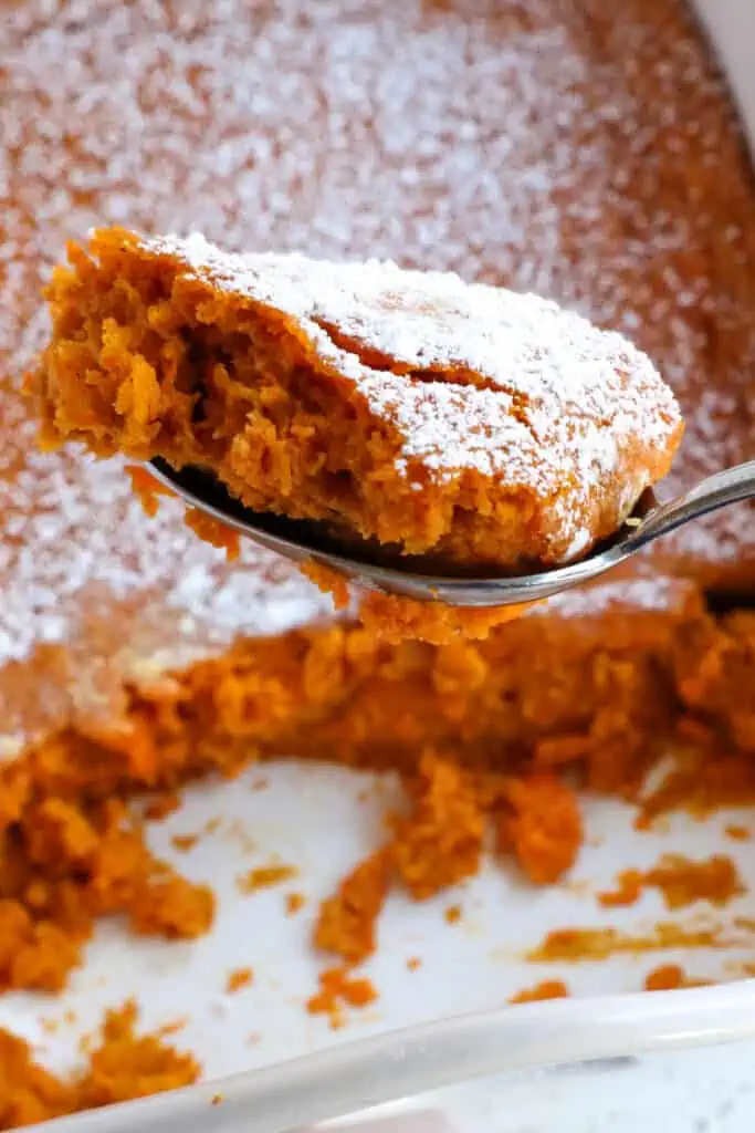 Carrot Souffle is a delicious side dish made with fresh carrots, cinnamon, nutmeg, butter, sugar, vanilla, and eggs. 