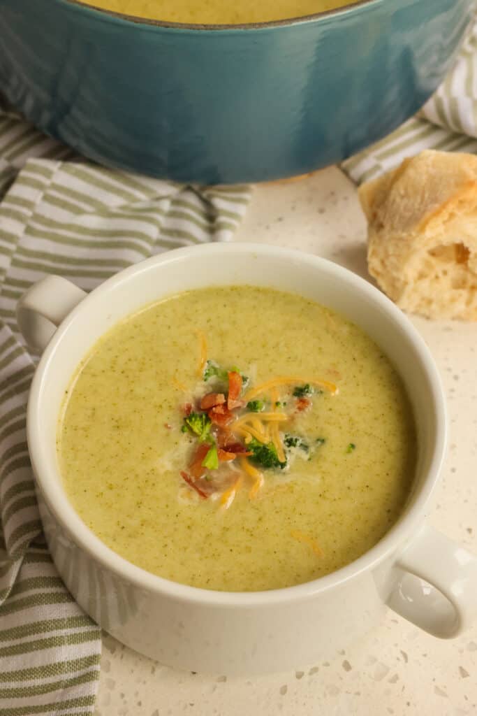 Smooth and creamy Broccoli Soup made with fresh broccoli, potatoes, onions, and garlic in under 35 minutes.