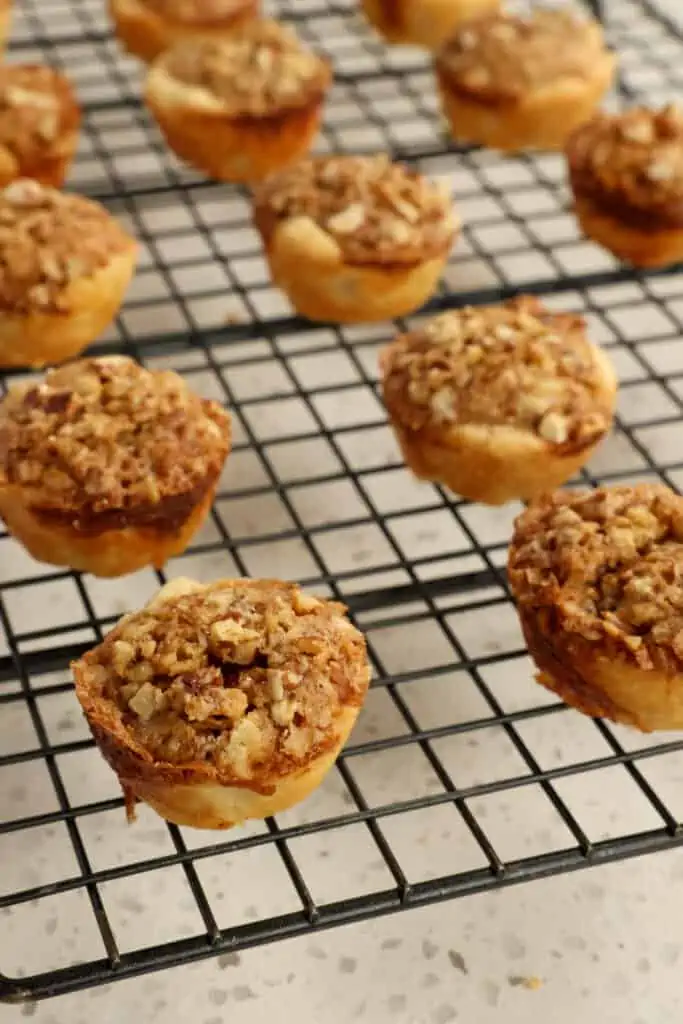 Easy Pecan Tassies are melt-in-your-mouth tiny pecan pies with a buttery crust and crunchy pecans in a sweet, rich, sticky filling.