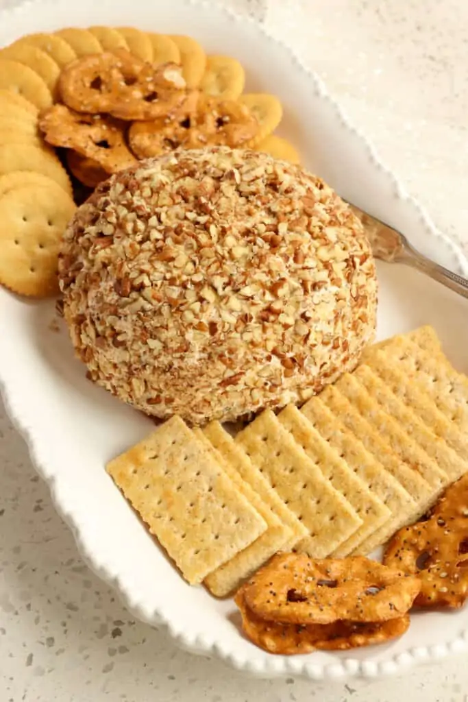 Enjoy this Classic Cheese Ball made with cream cheese, cheddar cheese, green onions, chopped pecans for one of the most enjoyed appetizers ever.