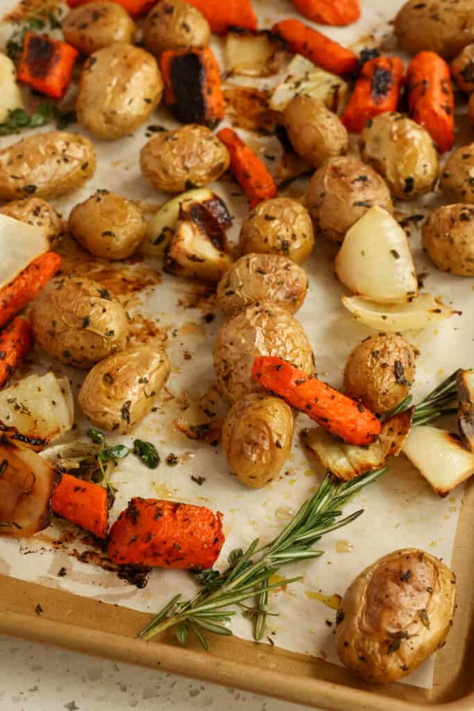 These Roasted Vegetables are quick and easy to prepare, making them the perfect side dish for roasted poultry or pork. 