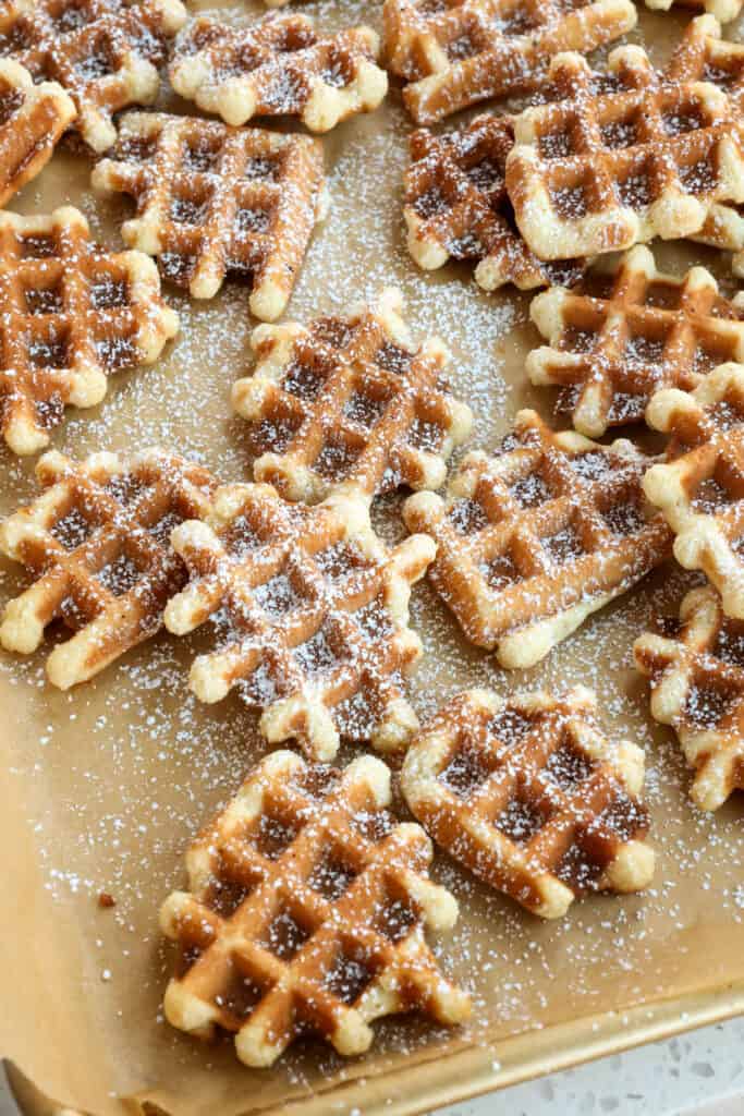 Scrumptious Waffle Cookies are made with simple pantry ingredients and taste like crispy, buttery, vanilla waffles.