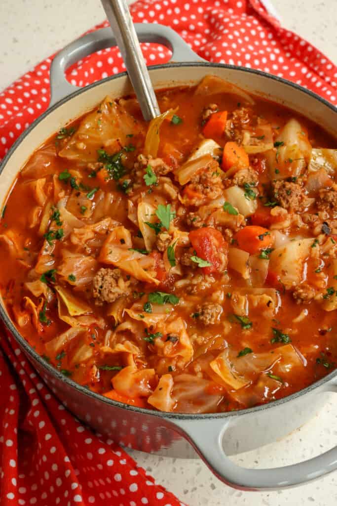 This delectable Cabbage Roll Soup takes everything you love about cabbage rolls and puts them into one easy soup. 