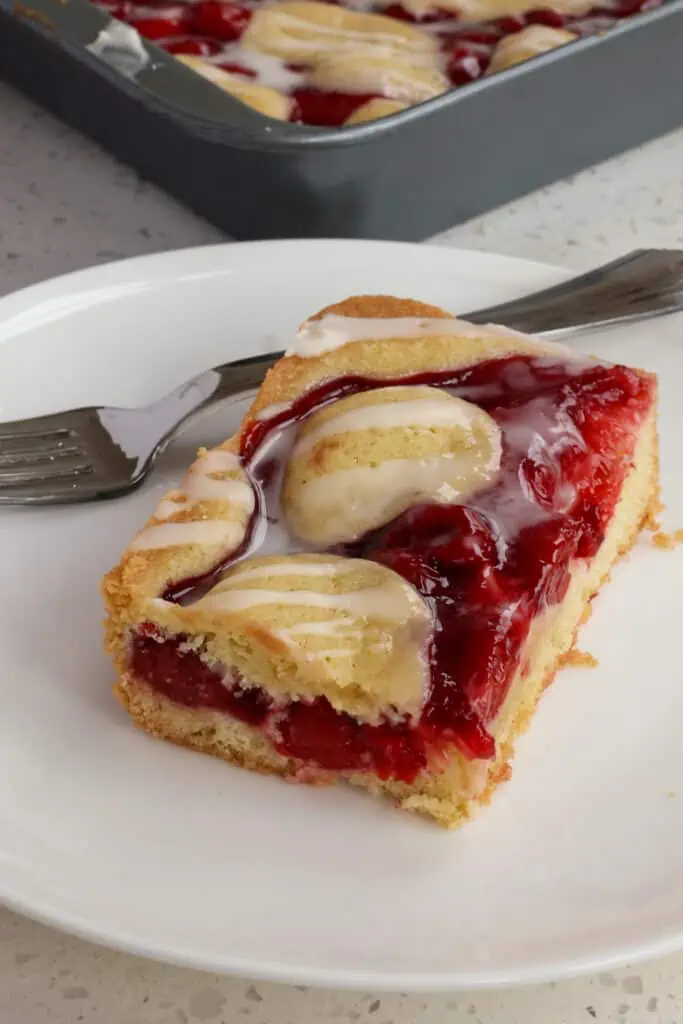 These scrumptious Cherry Bars bring out the best that cherries have to offer with a soft buttery crust and topping, and a simple four-ingredient powdered sugar glaze. 