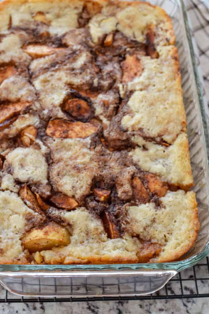 This apple cobbler is one of our favorite apple desserts, and I like to serve it with fresh whipped with a sprinkle of cinnamon or with a scoop of vanilla ice cream. 