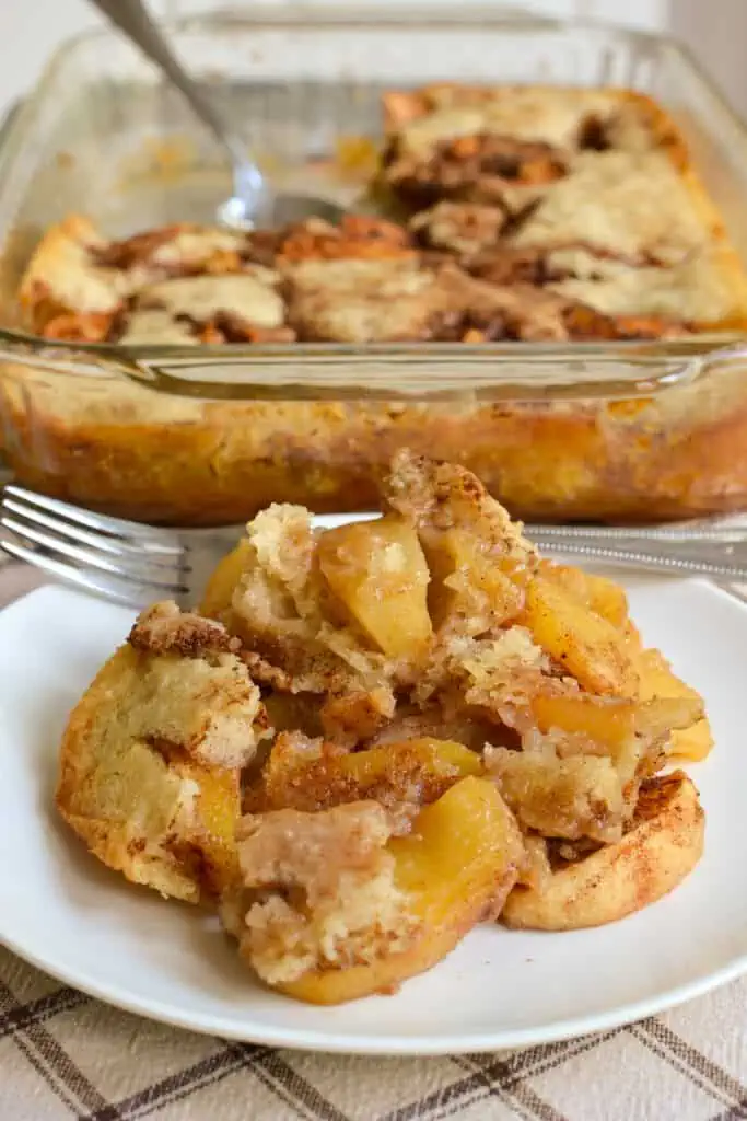 This delicious southern-style apple cobbler comes together easily in about twenty minutes.  It combines fresh apples, cinnamon, and brown sugar with a six-ingredient dough that bakes up perfectly.