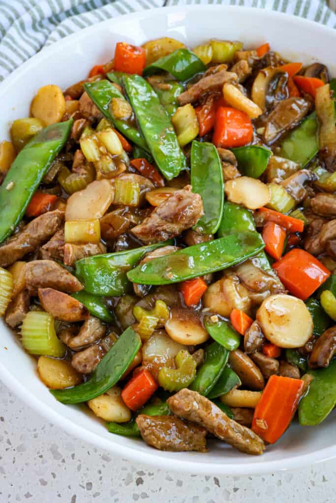 This simple rBeef Chop Suey ecipe is better than takeout and is customizable to what vegetables you might have in the refrigerator.