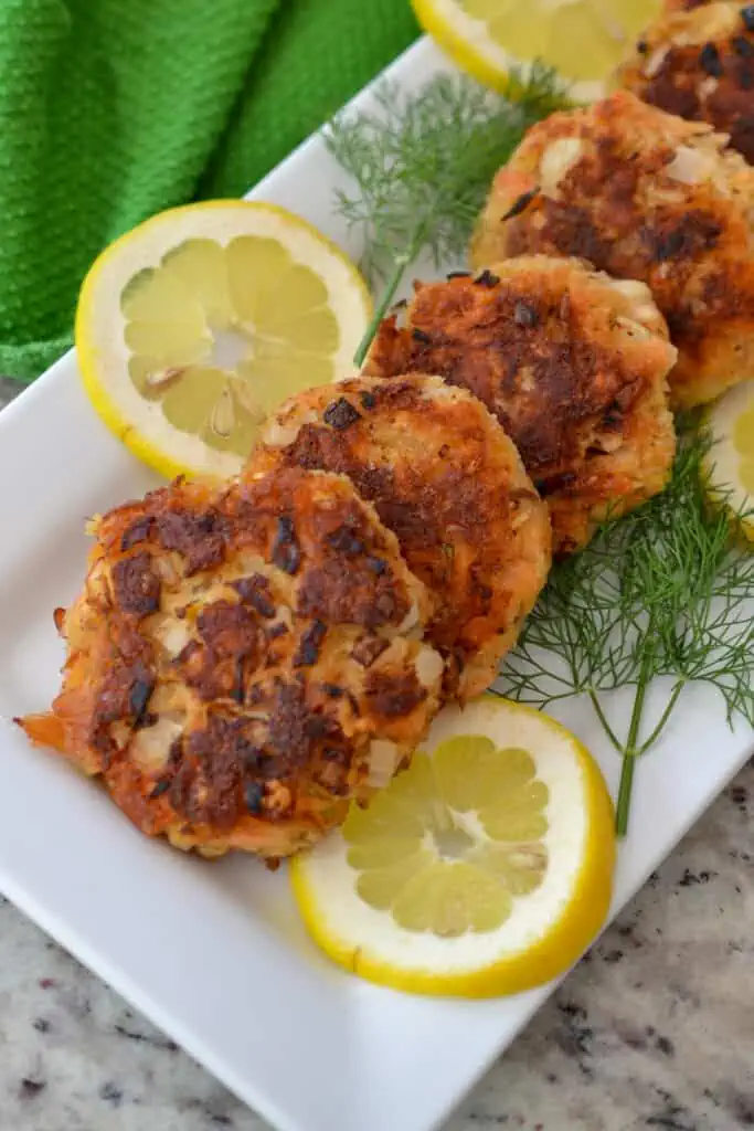 Smoked Salmon Patties are scrumptious fish cakes filled with smoked salmon, dill, and a touch of Parmesan Cheese.  