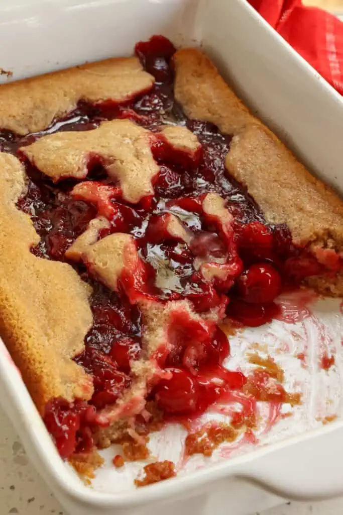 Serve this Cherry Cobbler warm or at room temperature.