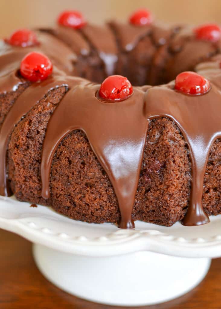 This outrageously delicious cake comes together easily and quickly with devil's food cake mix and cherry pie filling. 