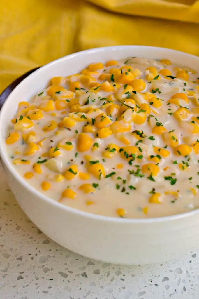 Creamed corn is a comfort food family favorite that's easy to make and pairs well with beef, chicken, or pork