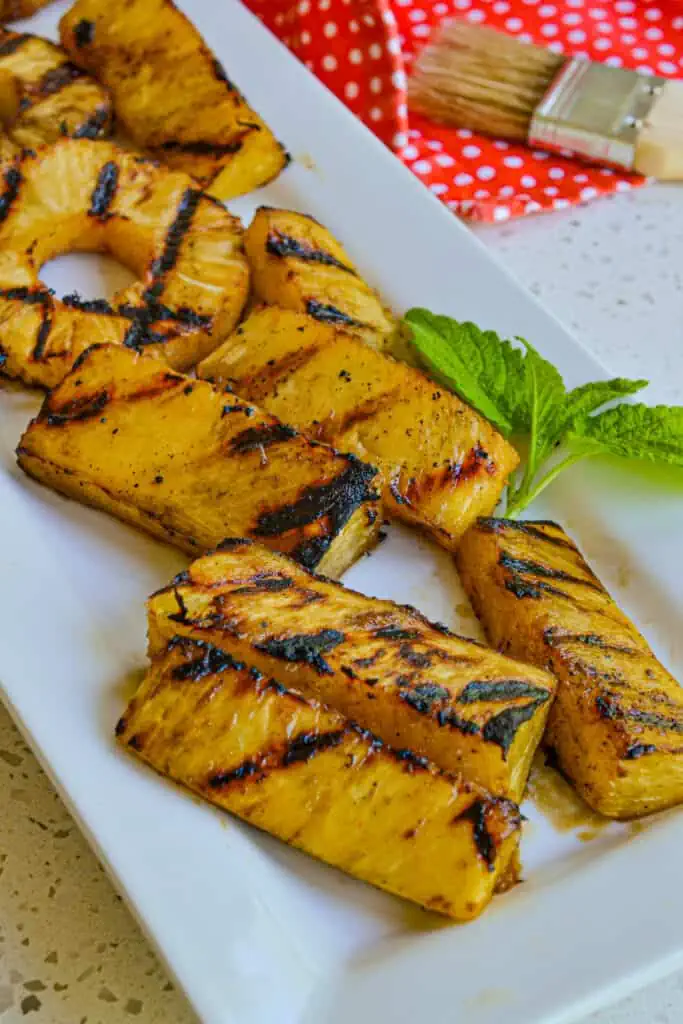 Grilling pineapple brings out the sweetness, and the glaze adds a touch of spice. 