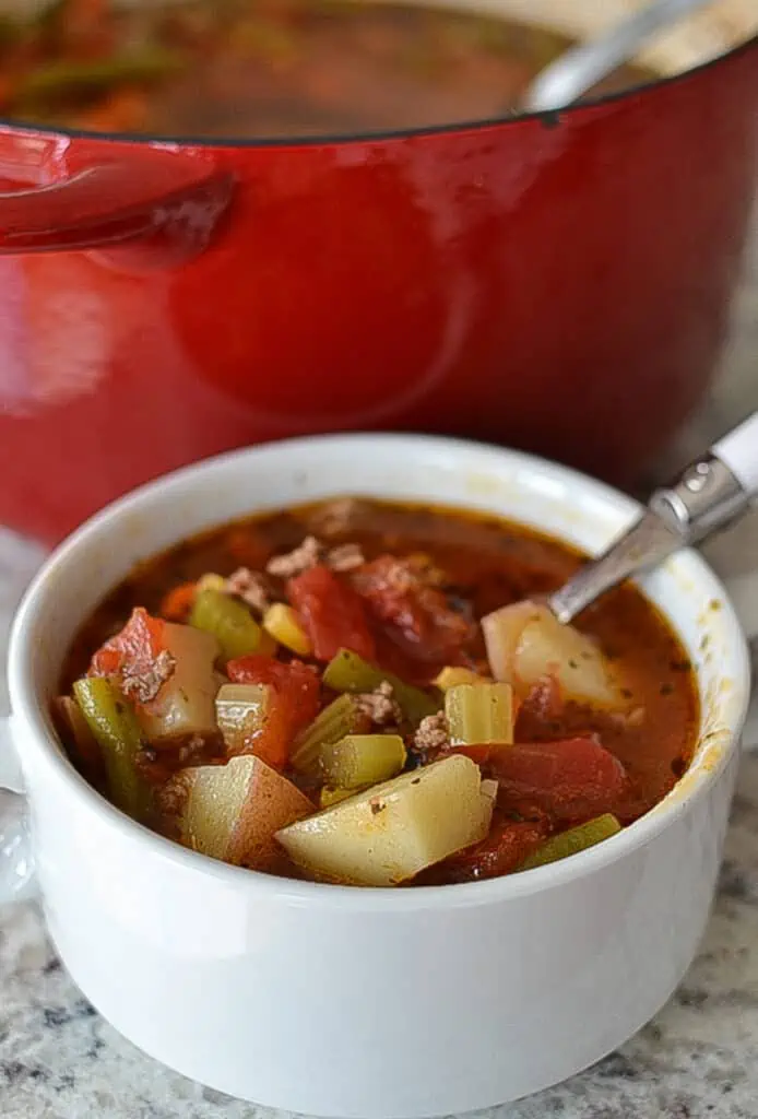 This easy Hamburger Soup is family-friendly, super easy, and good any time of the year. 