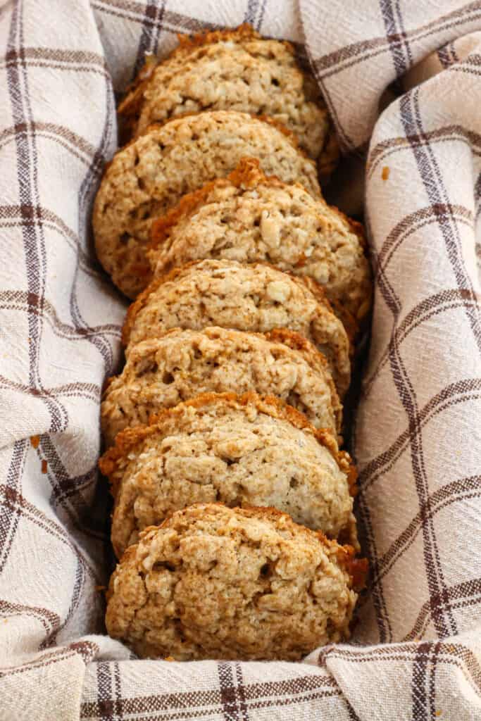 Oatmeal Biscuits Oatmeal Biscuits are soft sweet biscuits made from flour, oatmeal, butter, honey, and milk.