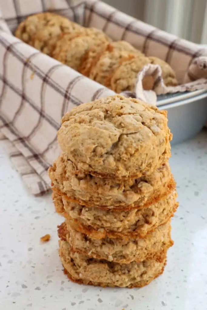 These sweet cinnamon oatmeal honey biscuits are in the oven in less than fifteen minutes and are delicious served with eggs, soups, stews, and even chili.