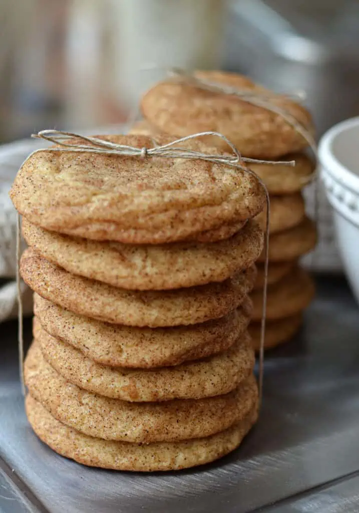 The snickerdoodle is a drop sugar cookie that is rolled in cinnamon sugar. 