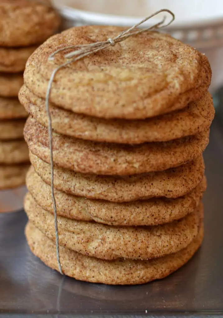An easy family-friendly soft, chewy cookie with slightly crispy edges that is rolled in cinnamon sugar mixture and baked until lightly browned.