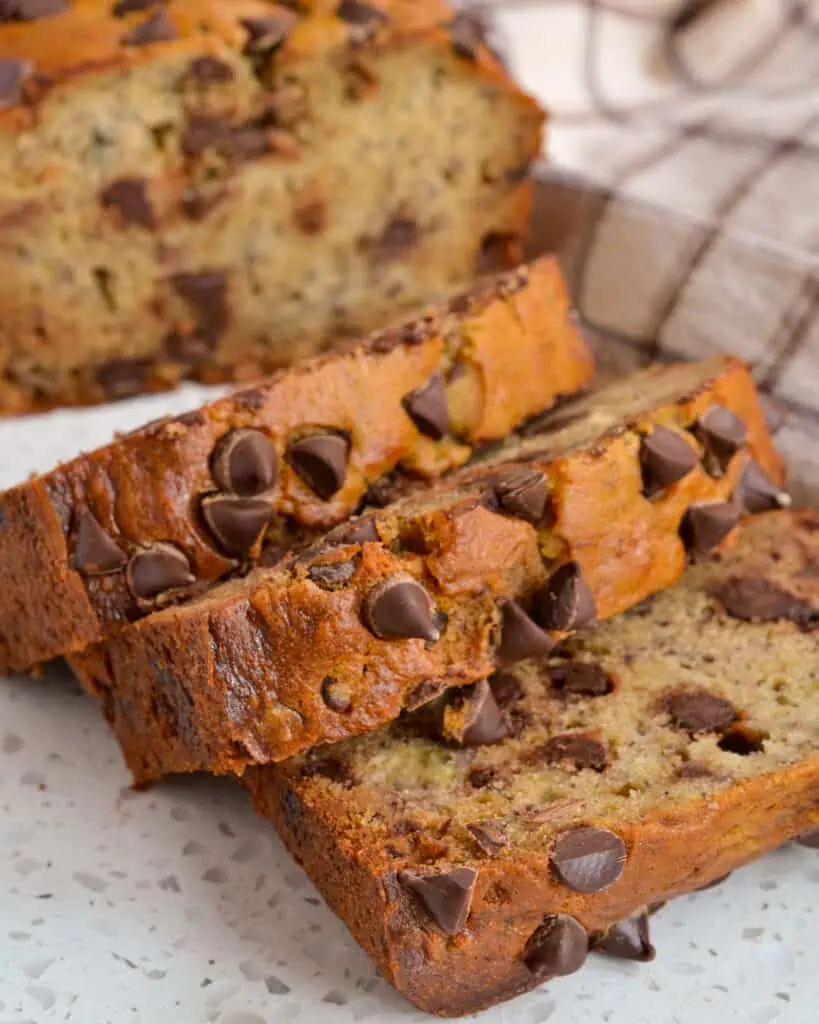 A moist, decadent Chocolate Chip Banana Bread made quickly and easily with simple ingredients. 