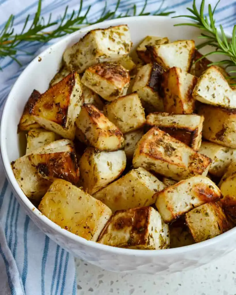 This Roasted Turnip Recipe is flavor-packed, low-carb, and so easy to make.  With just a little olive oil and some common pantry seasonings, you too, can enjoy this cool-season root vegetable side dish. 