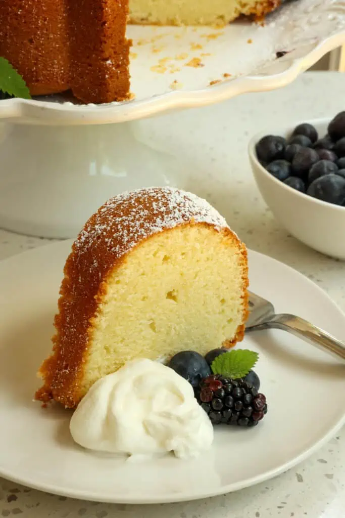 A moist, buttery, and tender Cream Cheese Pound Cake made with eight easy ingredients and ready to bake in less than fifteen minutes. 