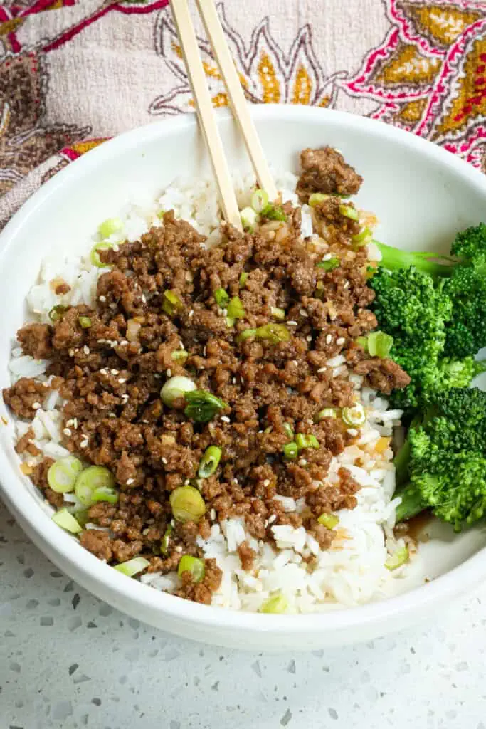 I love to serve Korean Beef over brown or white rice with fresh vegetables like broccoli and red bell peppers. 