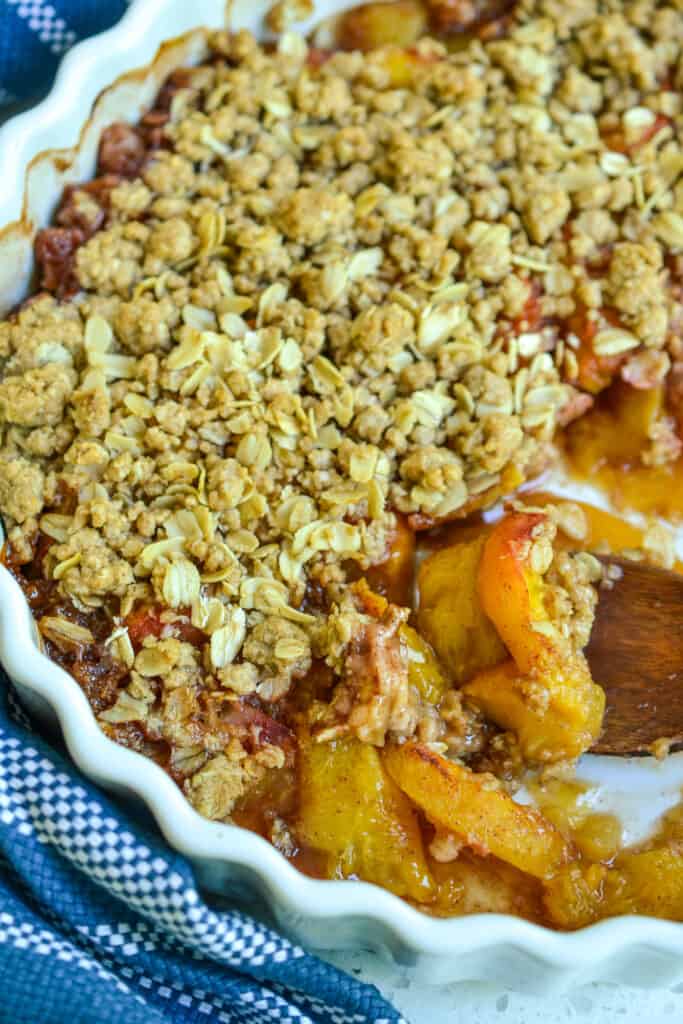 Peach Crisp is one of our go to easy summer desserts.