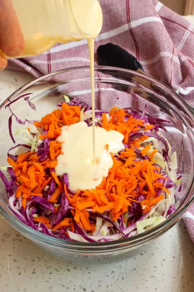 This sweet and creamy Cole Slaw Dressing comes together in less than five minutes with seven common ingredients, two of which are salt and black pepper. 