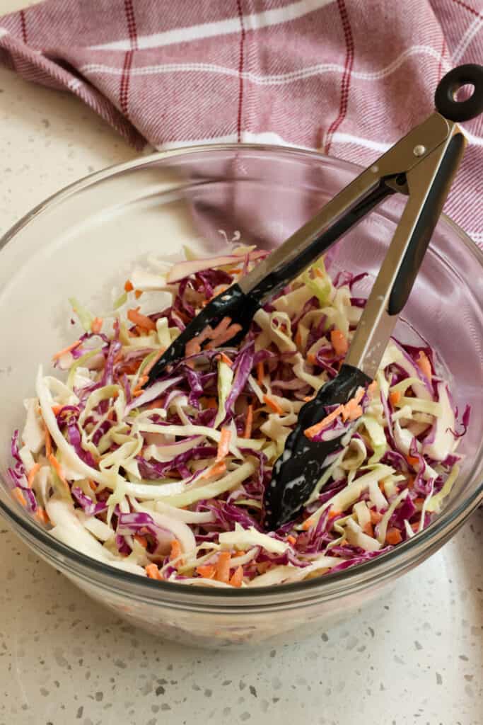 A quick and easy, creamy, and sweet Coleslaw Dressing that is delicious on cabbage salad, as a condiment on sandwiches and wraps, on cold pasta salad, and as a dipping sauce.