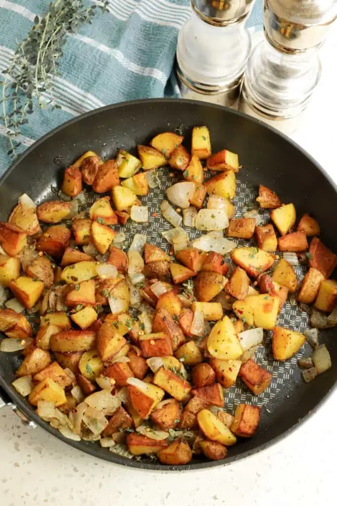 Season with more salt and pepper to taste, and if desired, sprinkle with red pepper flakes and chopped fresh herbs like parsley, thyme, or rosemary. 