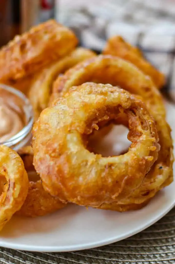 These Beer Battered Onion Rings with Dipping Sauce are the most delicious way to prepare onion rings