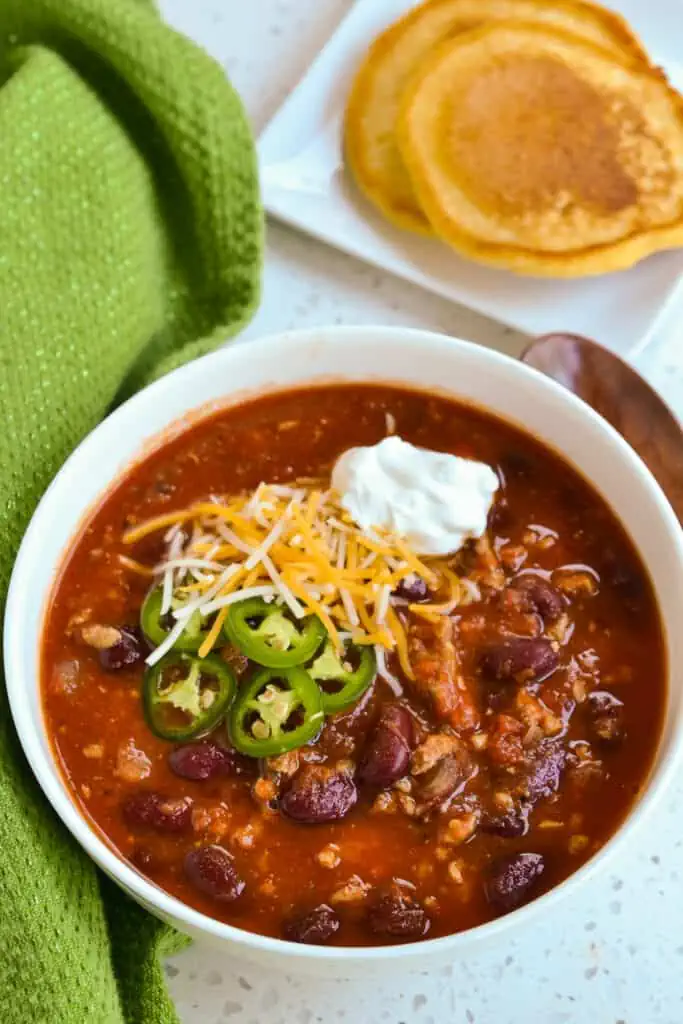 This thick, robust, hearty and flavorful Turkey Chili has the perfect blend of spices. 