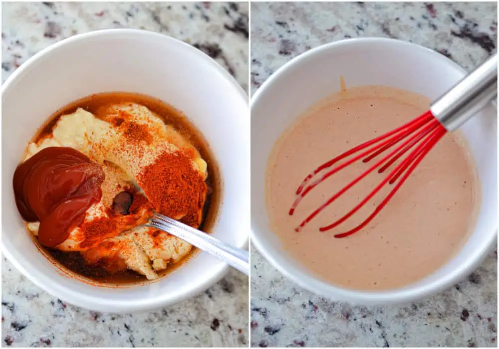 Steps to make yum yum sauce
