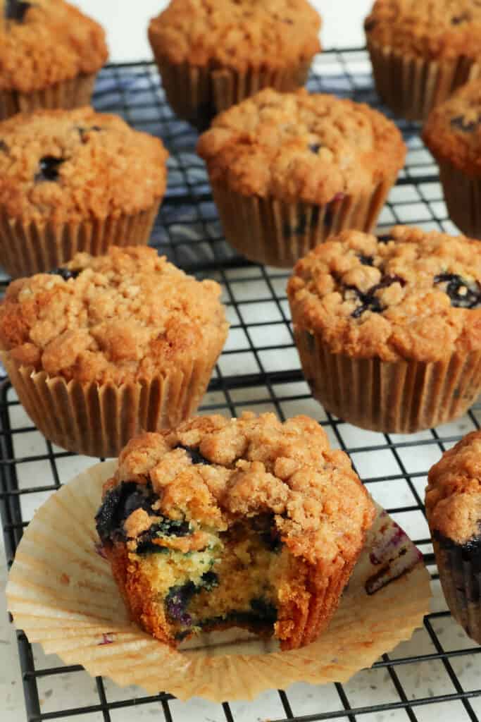 The topping on these Blueberry Muffins is an absolute must. It puts the muffins over the top and gives the muffin a perfect crunch achieving that better-than-bakery-style taste we are all longing for. 