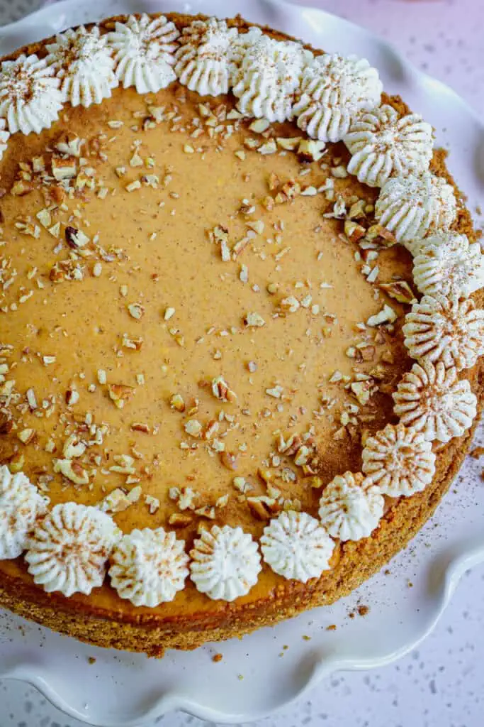 This pumpkin cheesecake is perfect for all of your holidays, parties, and special occasions.