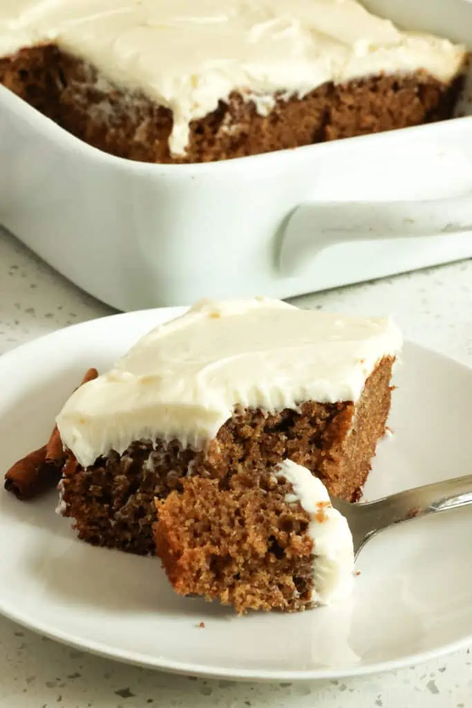 This Spice Cake is a moist luscious treat filled with fabulous fall spices and topped with a super simple five-ingredient cream cheese frosting. 