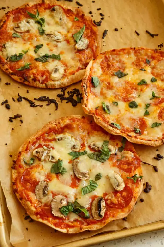 Tortilla Pizzas are totally customizable with your favorite sauce and toppings.