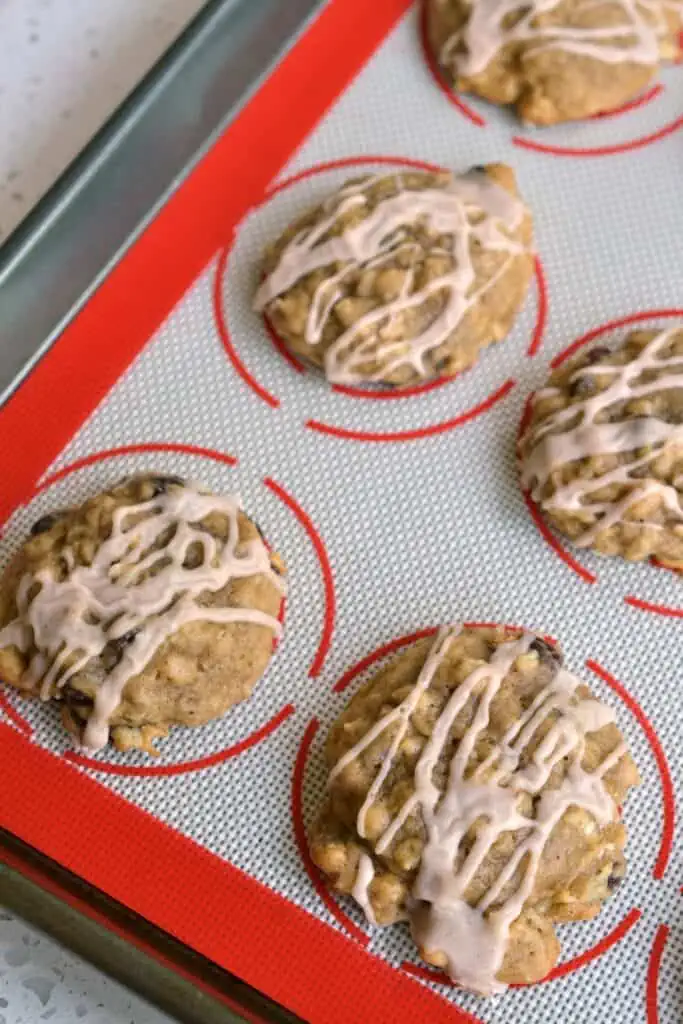 These soft cake like Apple Cookies are plump full of fresh apples, chewy oats, sweet raisins and crunchy walnuts. 