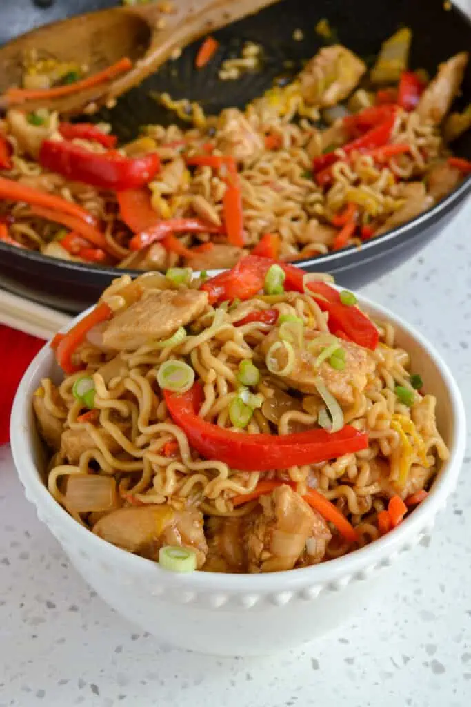 This chicken yakisoba is always a winning noodle dish with tons of flavor and one the whole family appreciates.  