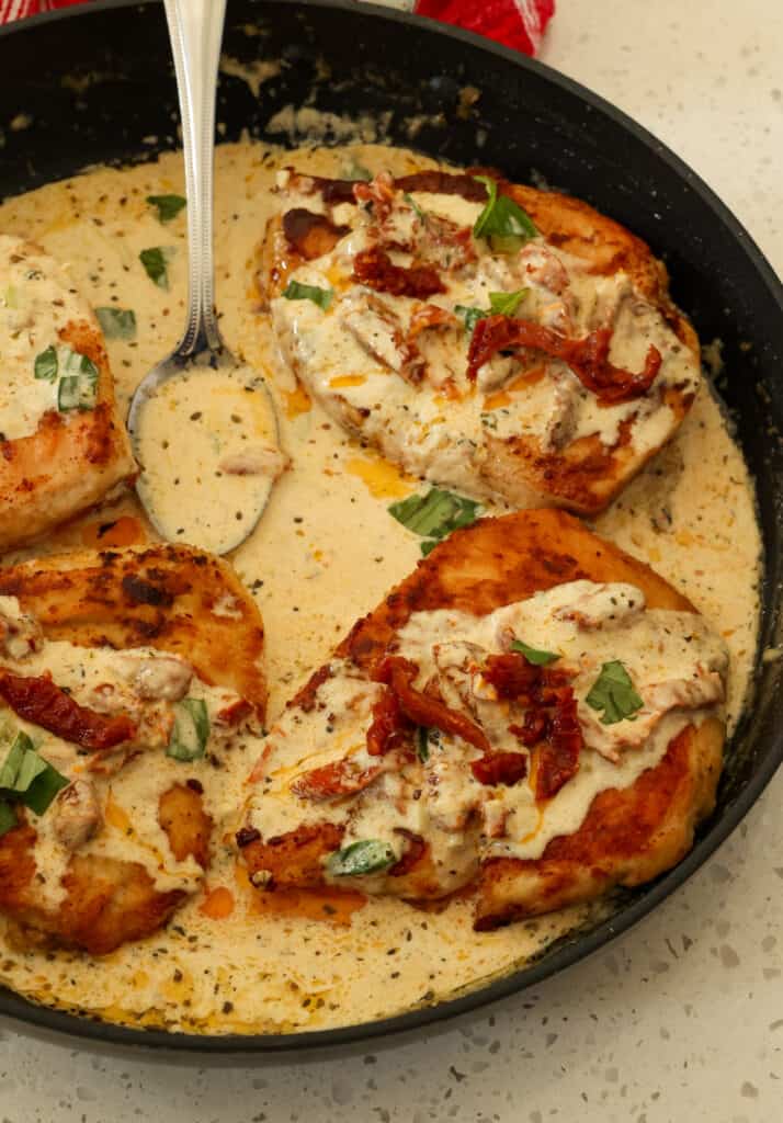 Marry Me Chicken combines lightly breaded browned chicken breasts with garlic and sun-dried tomatoes in a rich and creamy Parmesan Sauce. 