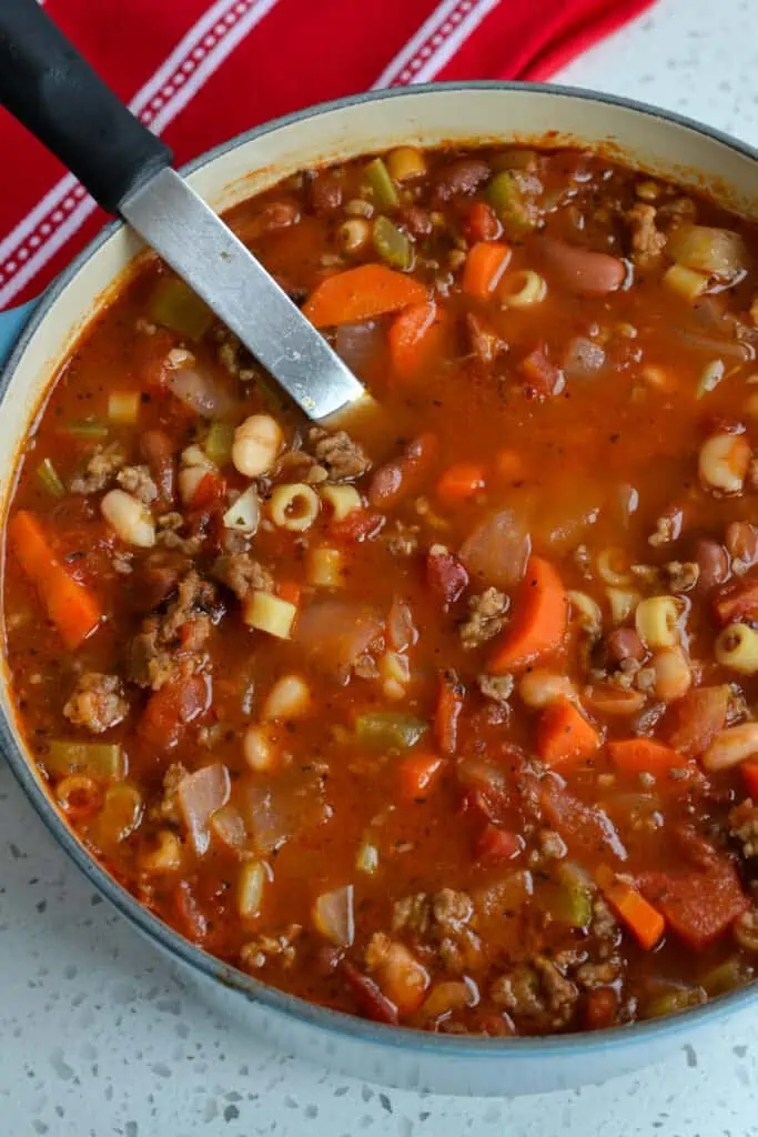 Delectable and easy Italian Pasta e Fagioli soup is a family favorite. 