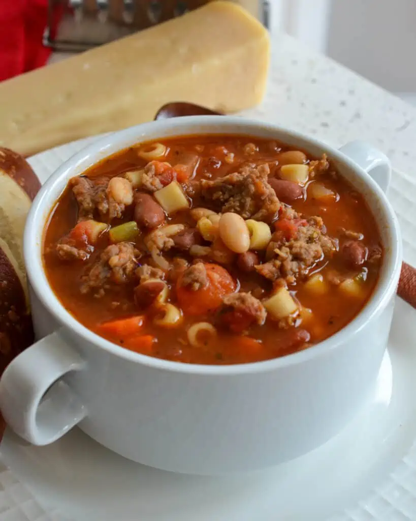 . You may have tried Pasta e Fagioli soup at Olive Garden. Well, this recipe is so much better, and you can make it in the confines of your own kitchen, controlling everything that is added.