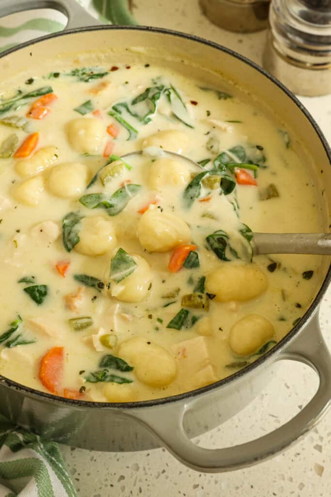 Scrumptious Chicken Gnocchi Soup Chicken Gnocchi Soup is a deliciously easy, super delicious soup that comes together in less than thirty minutes with the addition of rotisserie chicken