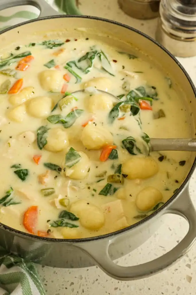 Chicken Gnocchi Soup is a deliciously easy, super delicious soup that comes together in less than thirty minutes with the addition of rotisserie chicken